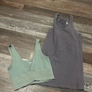 Athleta Tank Tops Transcend Racerback Mesh Tank & out from under green crop